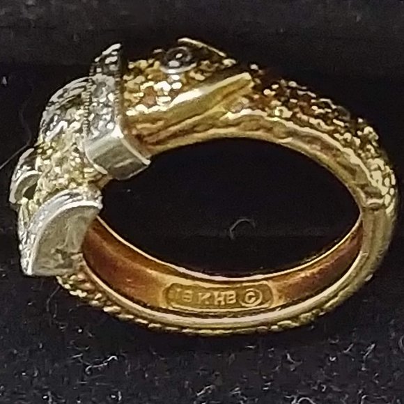 Unique Diamond Chip Gold Buckle Ring Size 7 - Picture 3 of 3